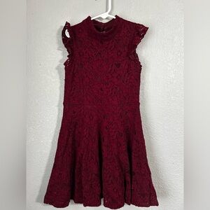 Charming Burgundy Lace Kids Dress